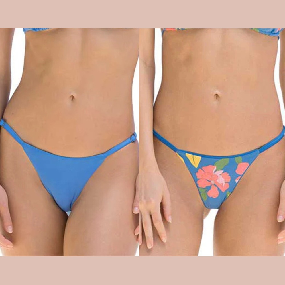 NEW Maaji [ Large ] Maya Reversible Single Strap Bikini Bottom Blue Flash #U1290